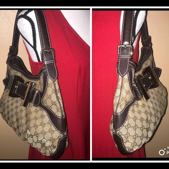 ♥️💖♥️Authentic GUCCI hobo bag . Brown Leather and Canvas . - Picture 10 of 17